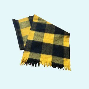 Yellow Black Buffalo Check 100% Pure Lambswool Scarf